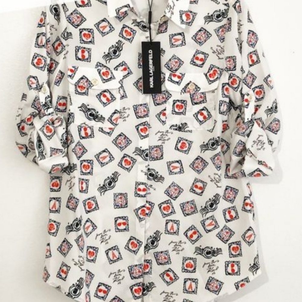 Karl Lagerfeld Parisian Postage Blouse
